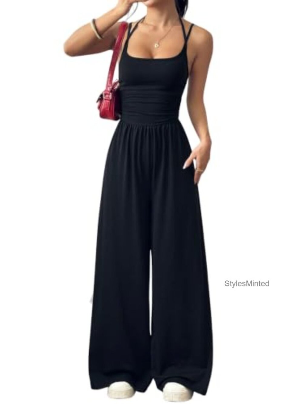 Women's Sleeveless Wide Leg Jumpsuit Square Neck One Piece Casual Outfit
